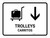 Trolleys With Down Arrow White Bilingual Spanish Landscape - Wall Sign