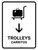 Trolleys With Down Arrow White Bilingual Spanish Portrait - Wall Sign