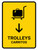 Trolleys With Down Arrow Yellow Bilingual Spanish Portrait - Wall Sign