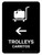 Trolleys With Left Arrow Black Bilingual Spanish Portrait - Wall Sign