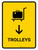 Trolleys With Down Arrow Yellow Portrait - Wall Sign