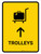 Trolleys With Up Arrow Yellow Portrait - Wall Sign