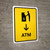 ATM With Down Arrow Yellow Portrait - Wall Sign
