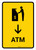 ATM With Down Arrow Yellow Portrait - Wall Sign