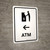 ATM With Left Arrow White Portrait - Wall Sign