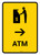 ATM With Right Arrow Yellow Portrait - Wall Sign