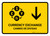 Currency Exchange With Down Arrow Yellow Bilingual Spanish Landscape - Wall Sign