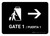 Gate 1 With Right Arrow Black Bilingual Spanish Landscape - Wall Sign