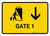 Gate 1 With Down Arrow Yellow Landscape - Wall Sign