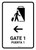 Gate 1 With Left Arrow White Bilingual Spanish Portrait - Wall Sign