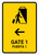 Gate 1 With Left Arrow Yellow Bilingual Spanish Portrait - Wall Sign