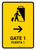 Gate 1 With Right Arrow Yellow Bilingual Portrait - Wall Sign