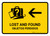 Lost And Found With Left Arrow Yellow Bilingual Spanish Landscape - Wall Sign