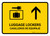 Luggage Lockers With Uparrow Yellow Bilingual Spanish Landscape - Wall Sign