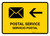 Postal Service With Left Arrow Yellow Bilingual Spanish Landscape - Wall Sign