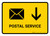 Postal Service With Down Arrow Yellow Landscape - Wall Sign