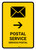 Postal Service With Right Arrow Yellow Bilingual Spanish Portrait - Wall Sign