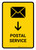 Postal Service With Down Arrow Yellow Portrait - Wall Sign