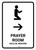 Prayer Room With Right Arrow White Bilingual Spanish Portrait - Wall Sign