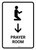 Prayer Room With Down Arrow White Portrait - Wall Sign