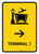 Terminal 1 With Right Arrow Yellow Spanish Portrait - Wall Sign