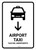 Airport Taxi With Down Arrow White Bilingual Spanish Portrait - Wall Sign