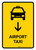 Airport Taxi With Down Arrow Yellow Portrait - Wall Sign