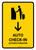 Auto Check In With Down Arrow Yellow Bilingual Spanish Portrait - Wall Sign