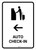 Auto Check In With Left Arrow White Portrait - Wall Sign