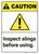 Caution: Inspect Slings Before Using ANSI - Wall Sign