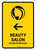 Beauty Salon With Left Arrow Yellow Bilingual Spanish Portrait - Wall Sign