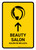 Beauty Salon With Up Arrow Yellow Bilingual Spanish Portrait - Wall Sign