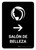 Beauty Salon With Right Arrow Black Spanish Portrait - Wall Sign