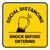 Social Distancing Knock Before Entering Yellow Square - Floor Sign