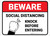 Beware: Social Distancing Knock Before Entering Rectangular - Floor Sign