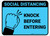 Social Distancing Knock Before Entering Blue Rectangular - Floor Sign