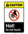 Caution: Hot! Do Not Touch with Icon ANSI Portrait - Label