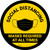 Social Distancing - Masks Required At All Times with Icon Yellow Circular - Floor Sign