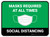 Social Distancing Masks Required At All Times Green Rectangle - Floor Sign