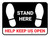 Stand Here - Help Keep Us Open Black Rectangle - Floor Sign