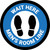 Wait Here: Men Room Line Blue Circular - Floor Sign