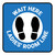 Wait Here: Ladies Room Line Blue Square - Floor Sign