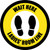 Yellow Wait Here: Ladies Room Line Circular - Floor Sign