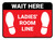 Wait Here: Ladies Room Line Red Rectangle - Floor Sign