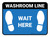 Wait Here: Washroom Line Blue Rectangle - Floor Sign