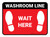 Wait Here: Washroom Line Red Rectangle - Floor Sign