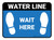 Wait Here: Water Line Blue Rectangle - Floor Sign