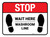 Stop Wait Here - Washroom Line Rectangle - Floor Sign