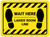Wait Here: Ladies Room Line Yellow Hazard Rectangle - Floor Sign