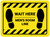 Wait Here: Men Room Line Yellow Hazard Rectangle - Floor Sign